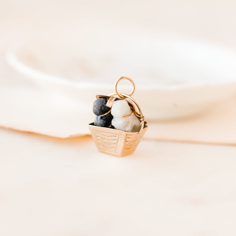 Gold Puppies-In-A-Basket Charm