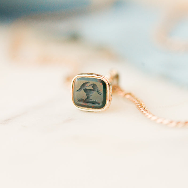 Pliny's Peace Doves Bloodstone Necklace