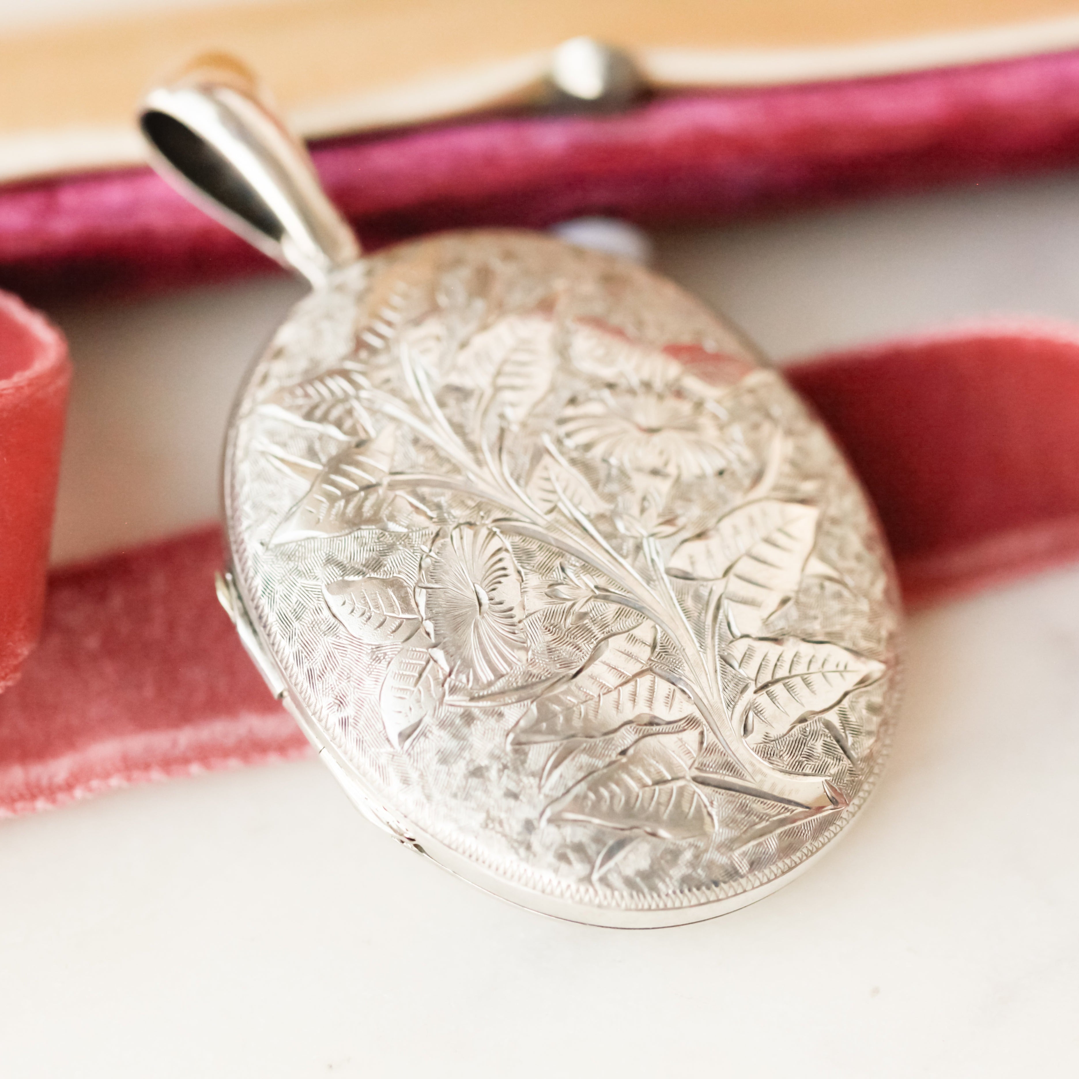 Engraved Morning Glory Locket