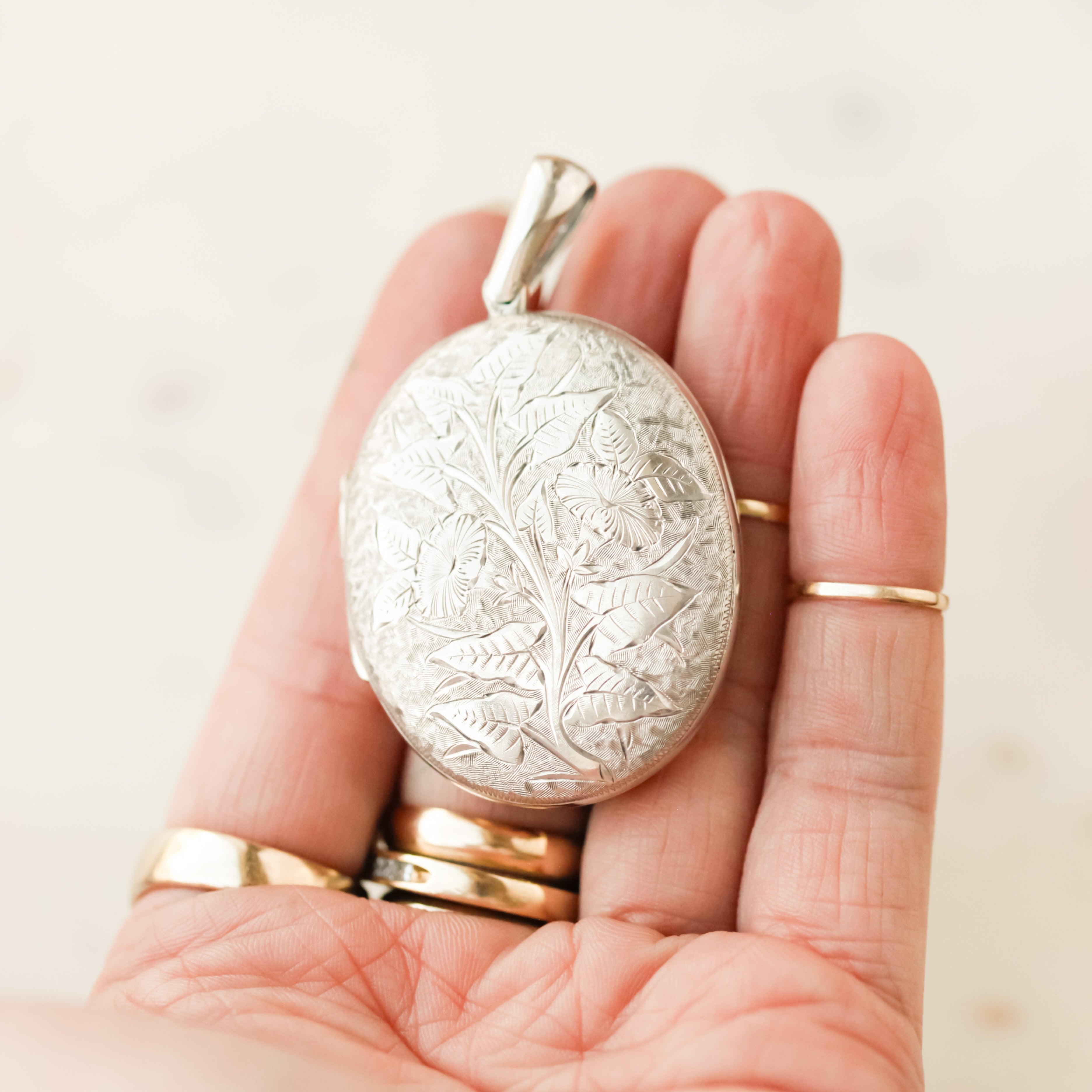 Engraved Morning Glory Locket