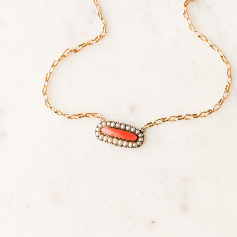Toulouse Coral + Pearl Pendant