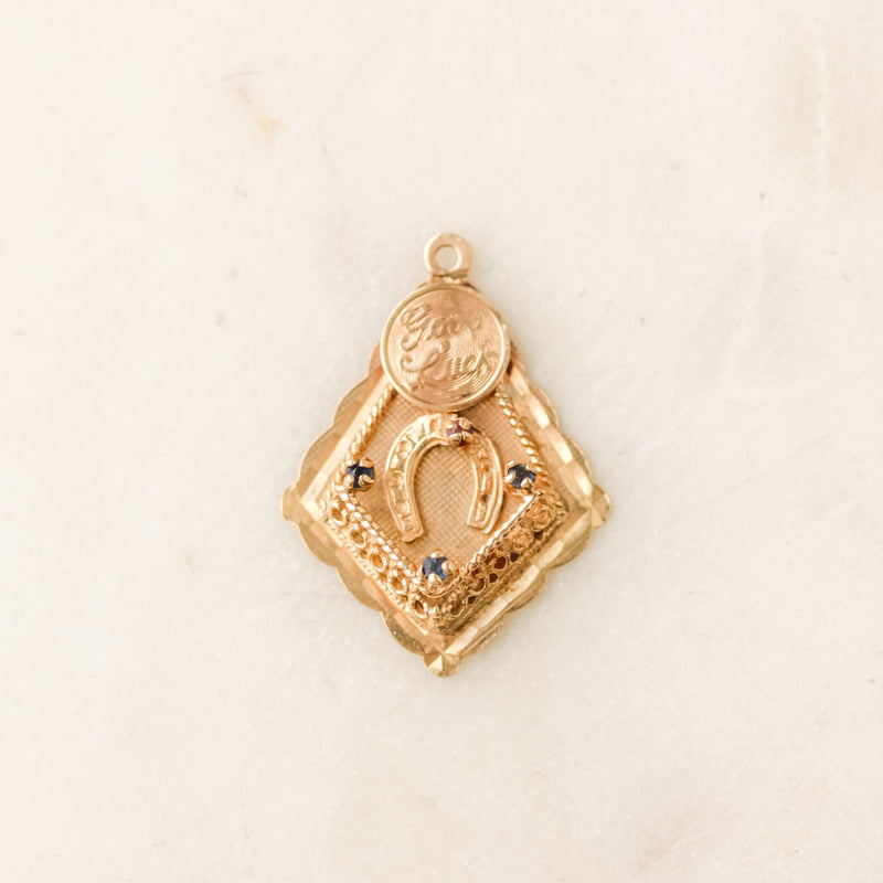 "Good Luck" Solid Gold Charm