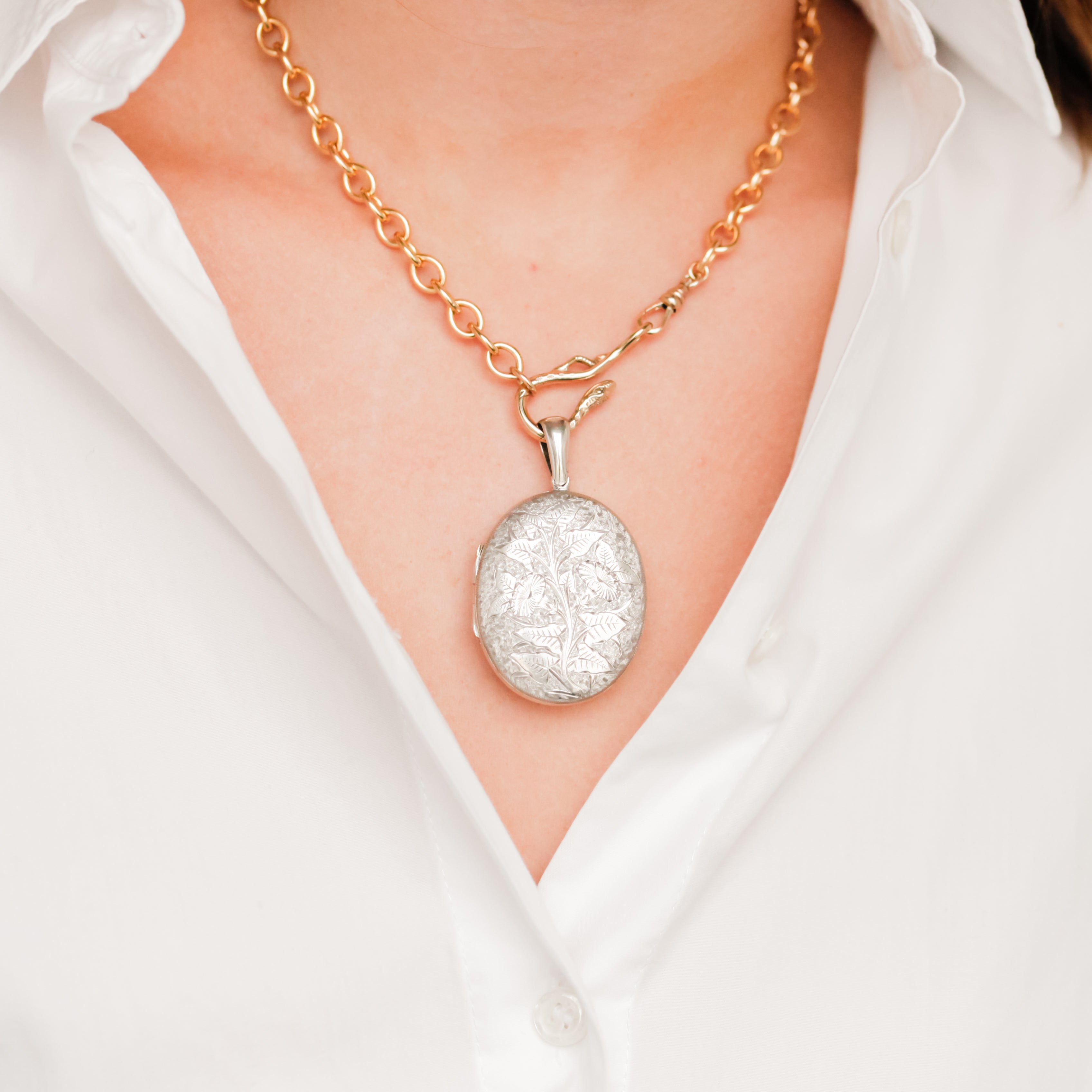 Engraved Morning Glory Locket