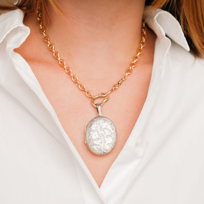 Engraved Morning Glory Locket
