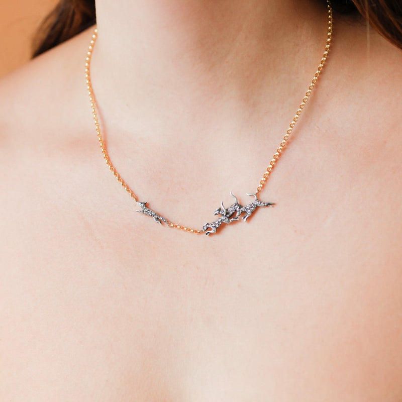 The Chase: Fox & Hound Diamond Necklace