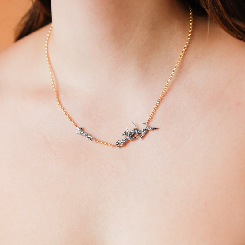 The Chase: Fox & Hound Diamond Necklace