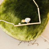Enameled Chick + Pearl Necklace