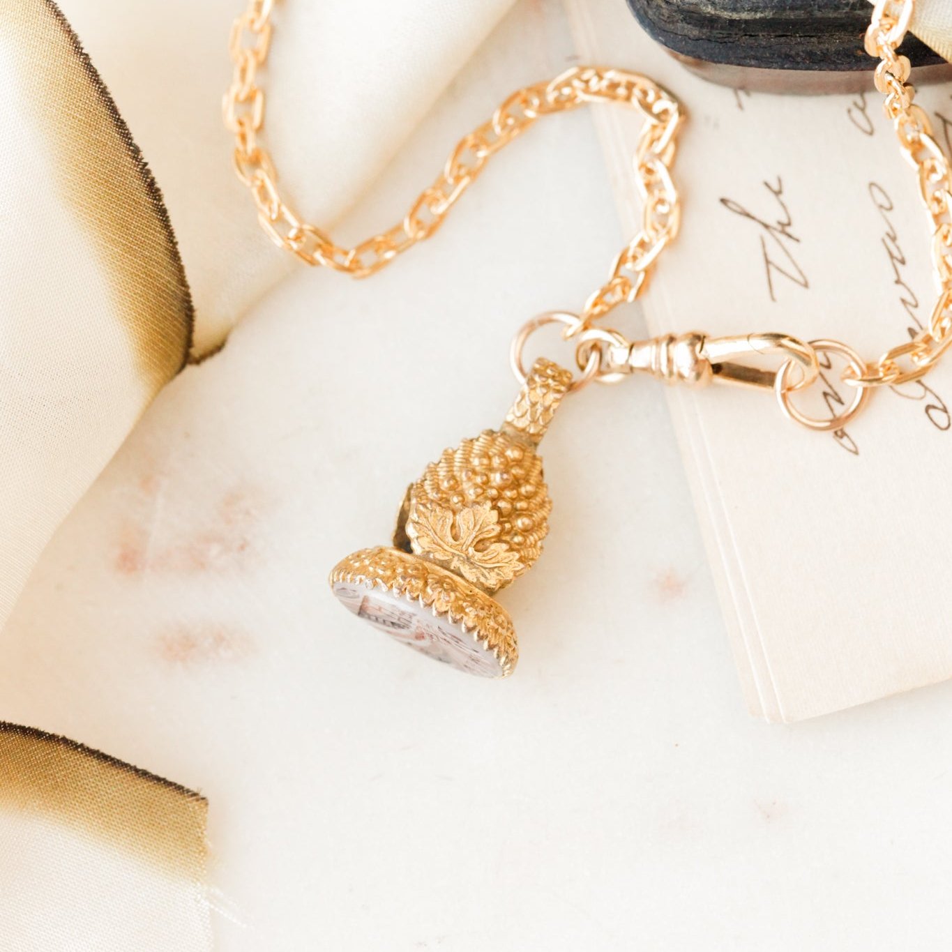 French "Nothing Without Effort" Intaglio Pendant