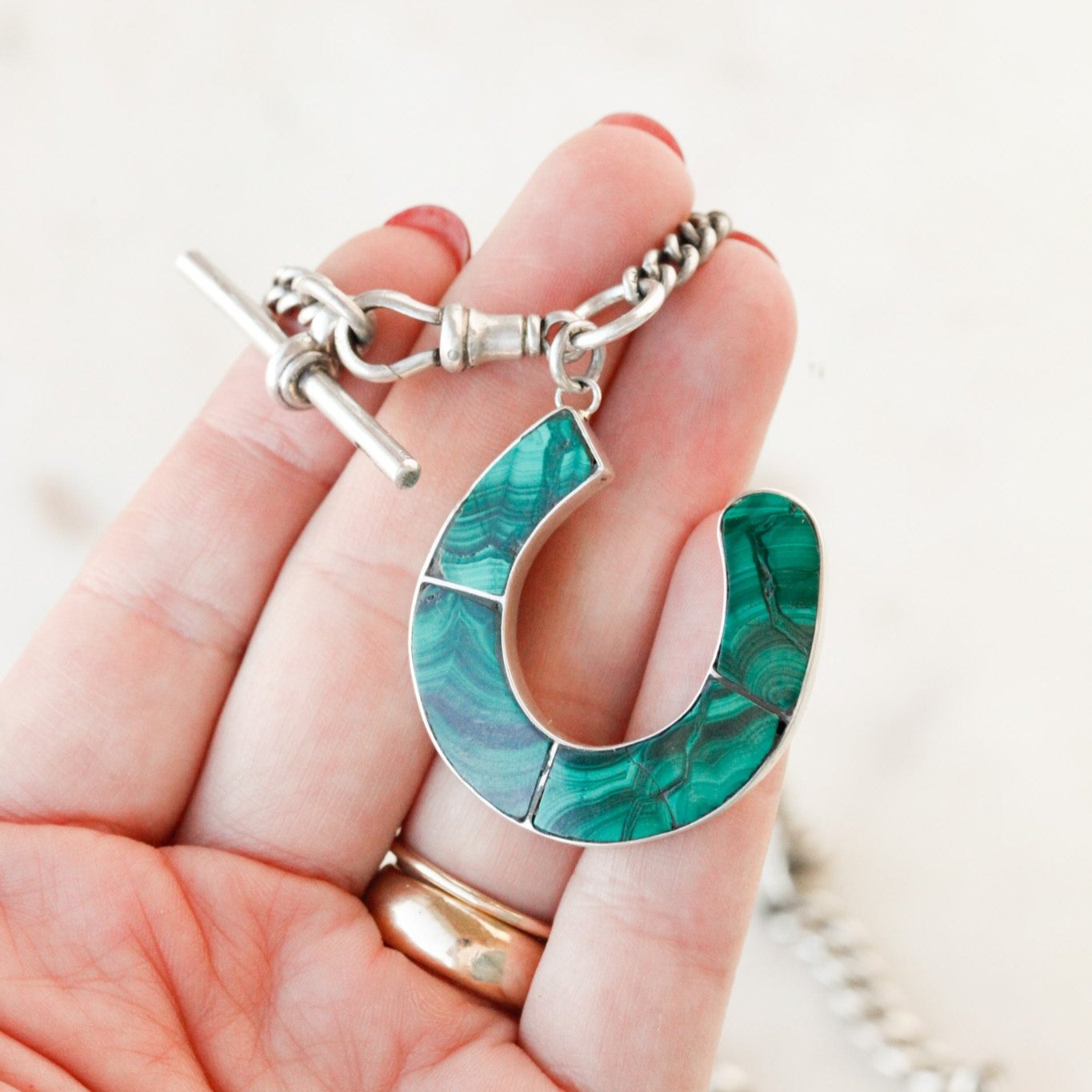 Ferrer Malachite Horseshoe Necklace