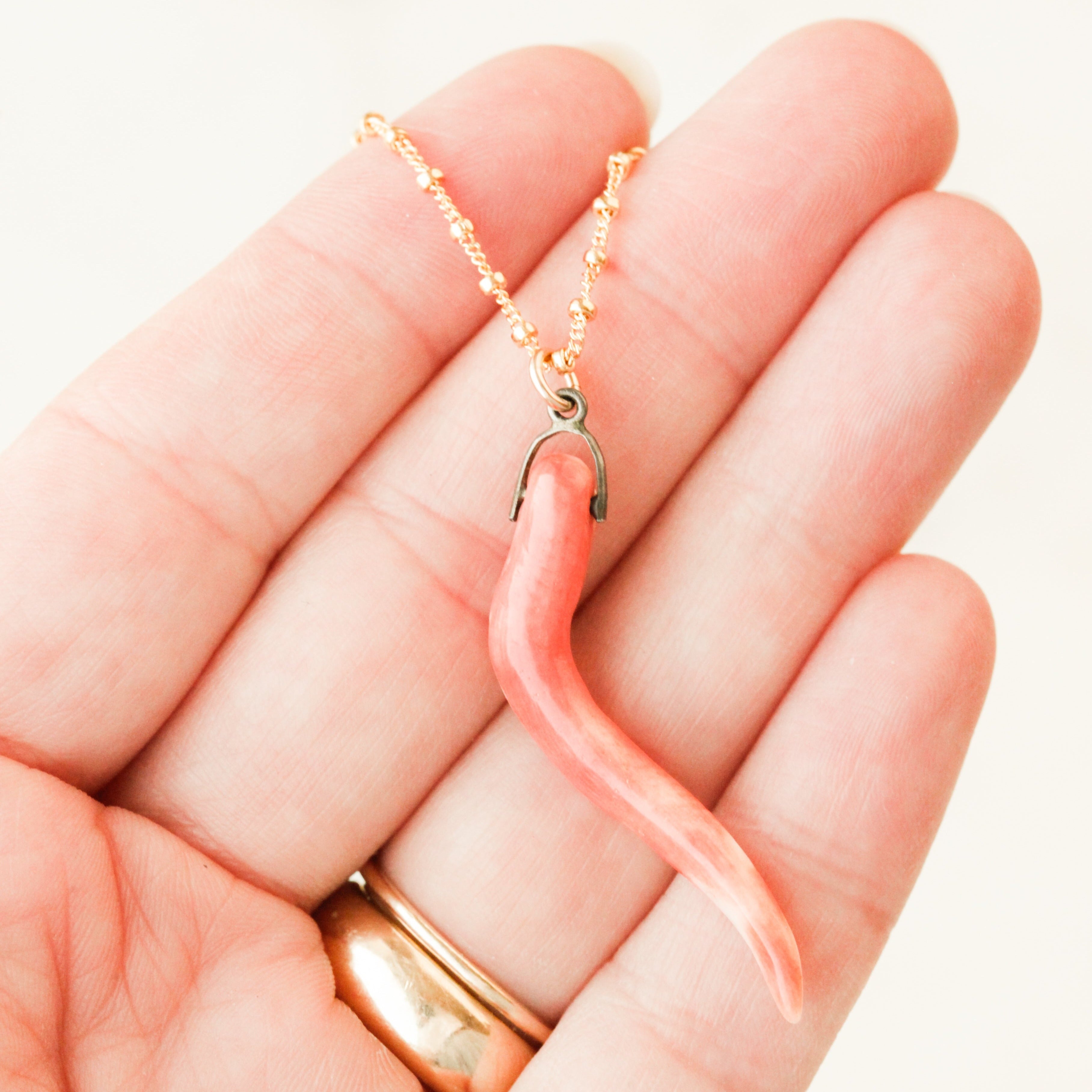 Victorian Coral Cornicello Pendant