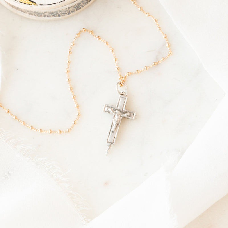 Antique Hidden Compartment Cross Pendant