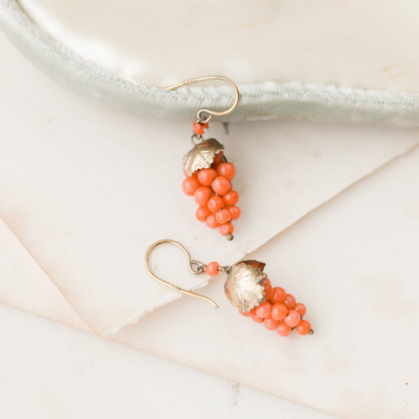 Marion Coral Grape Earrings