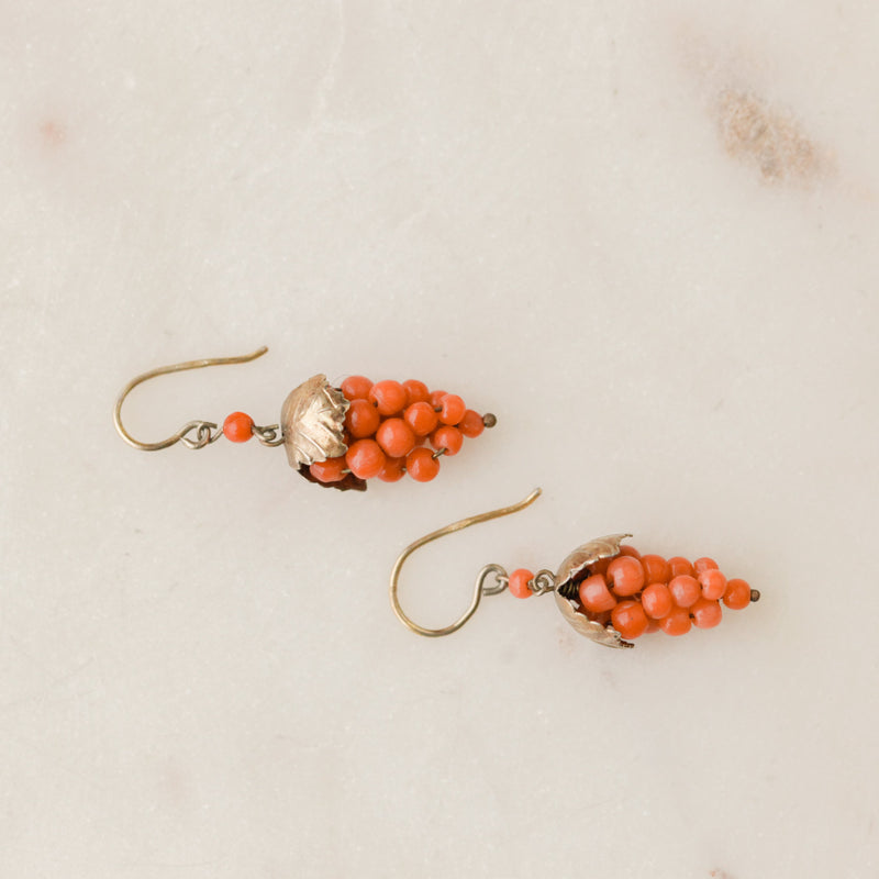 Marion Coral Grape Earrings