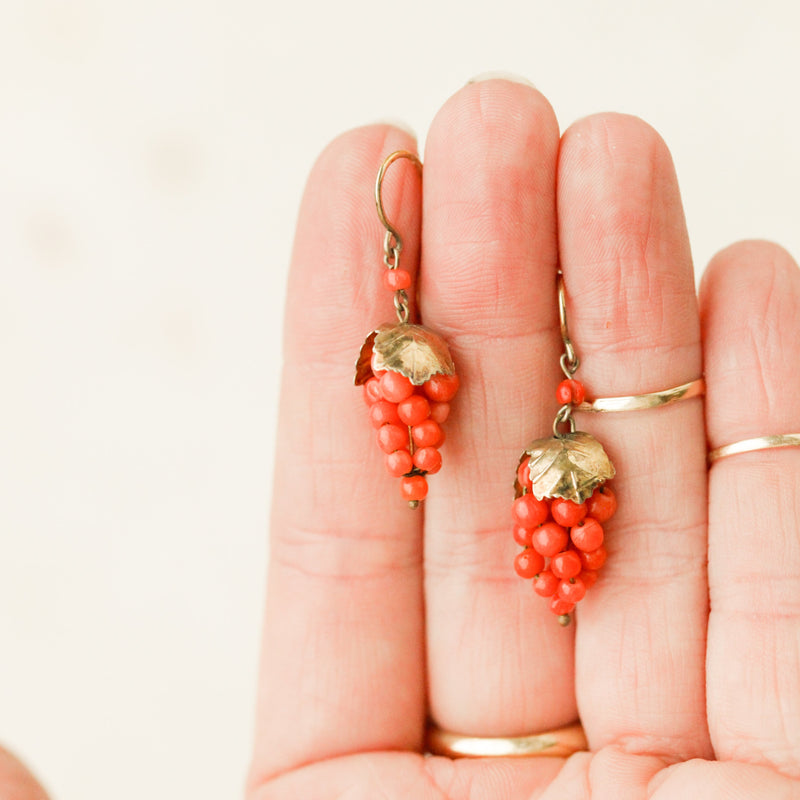 Marion Coral Grape Earrings