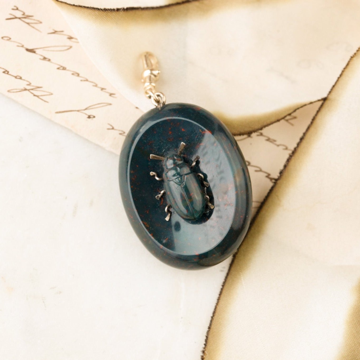 Bloodstone Beetle Pendant