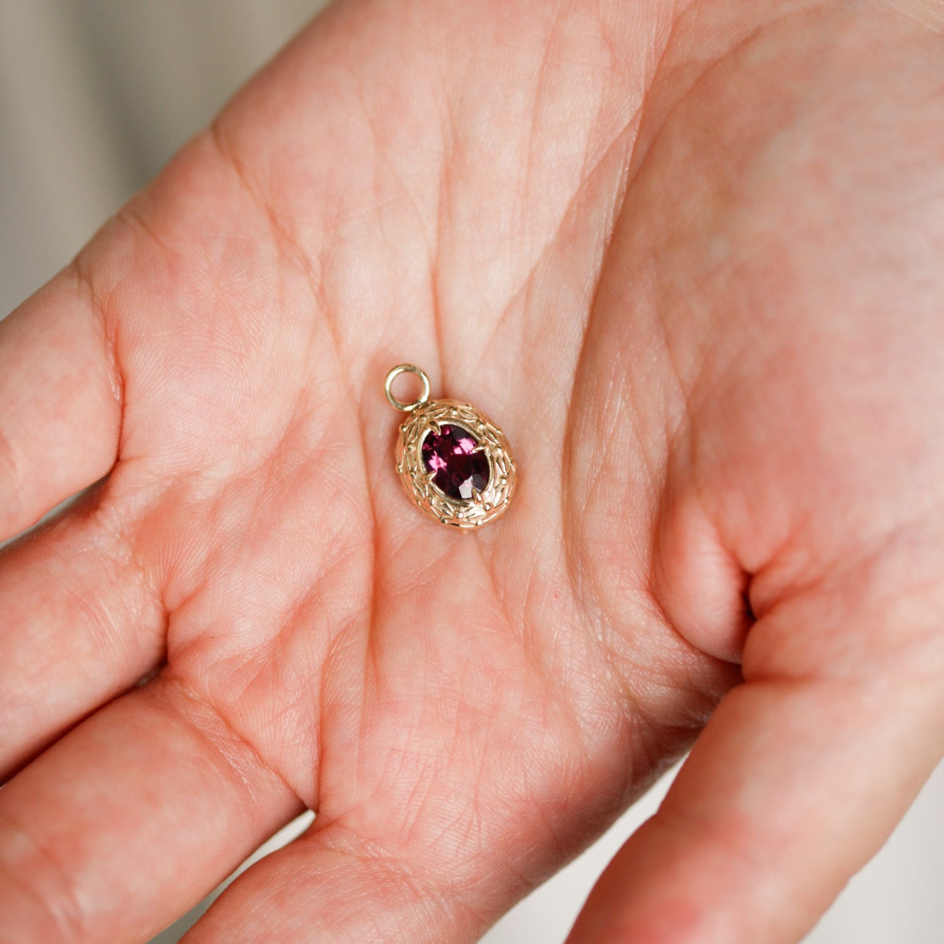 Laurel and Berry Garnet Pendant