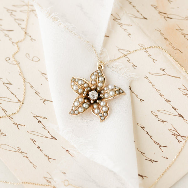 Lila Solid Gold + Diamond Floral Pendant