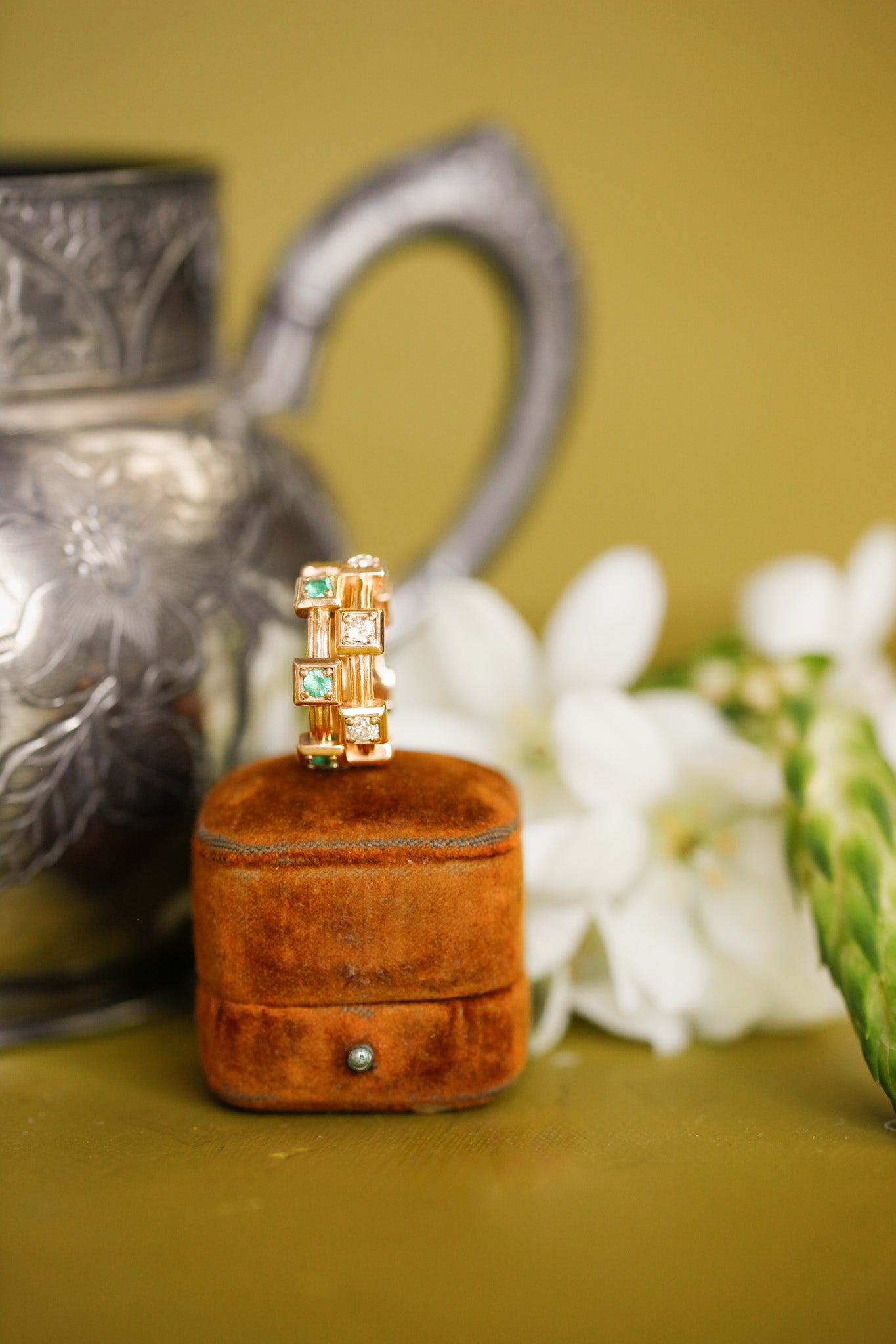 Antique Old Mine Cut Diamond Court Band