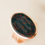 Bloodstone "W" Signet Ring
