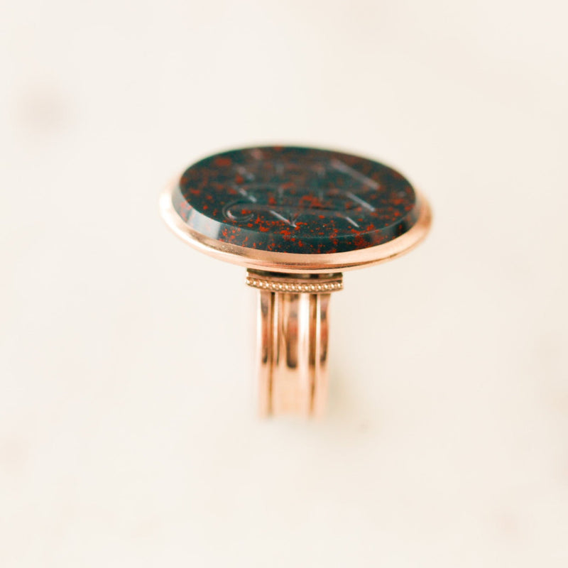 Bloodstone "W" Signet Ring