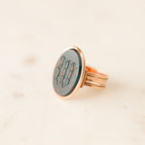 Bloodstone "W" Signet Ring