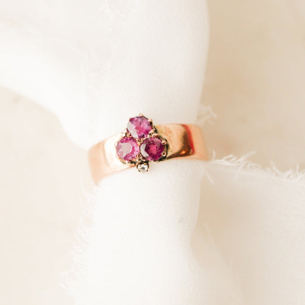 Lora Amethyst + Diamond Clover Ring