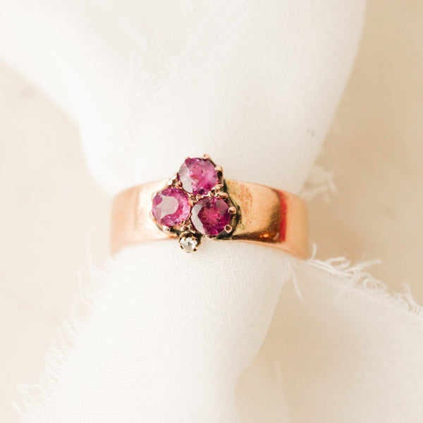 Lora Amethyst + Diamond Clover Ring