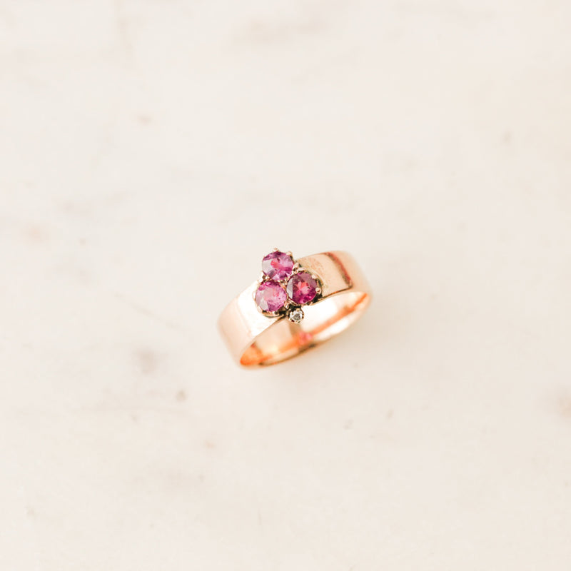 Lora Amethyst + Diamond Clover Ring