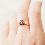 Lora Amethyst + Diamond Clover Ring