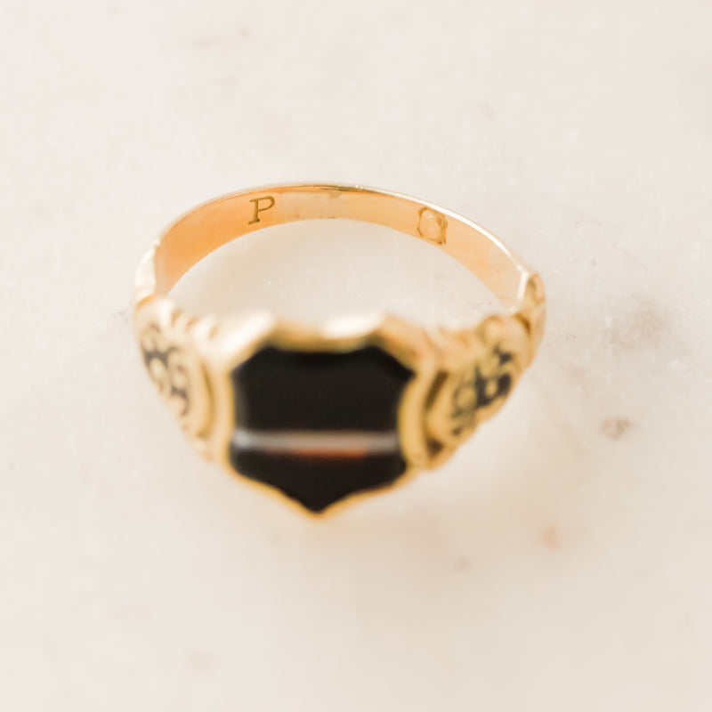Laughton Enameled Shield Ring