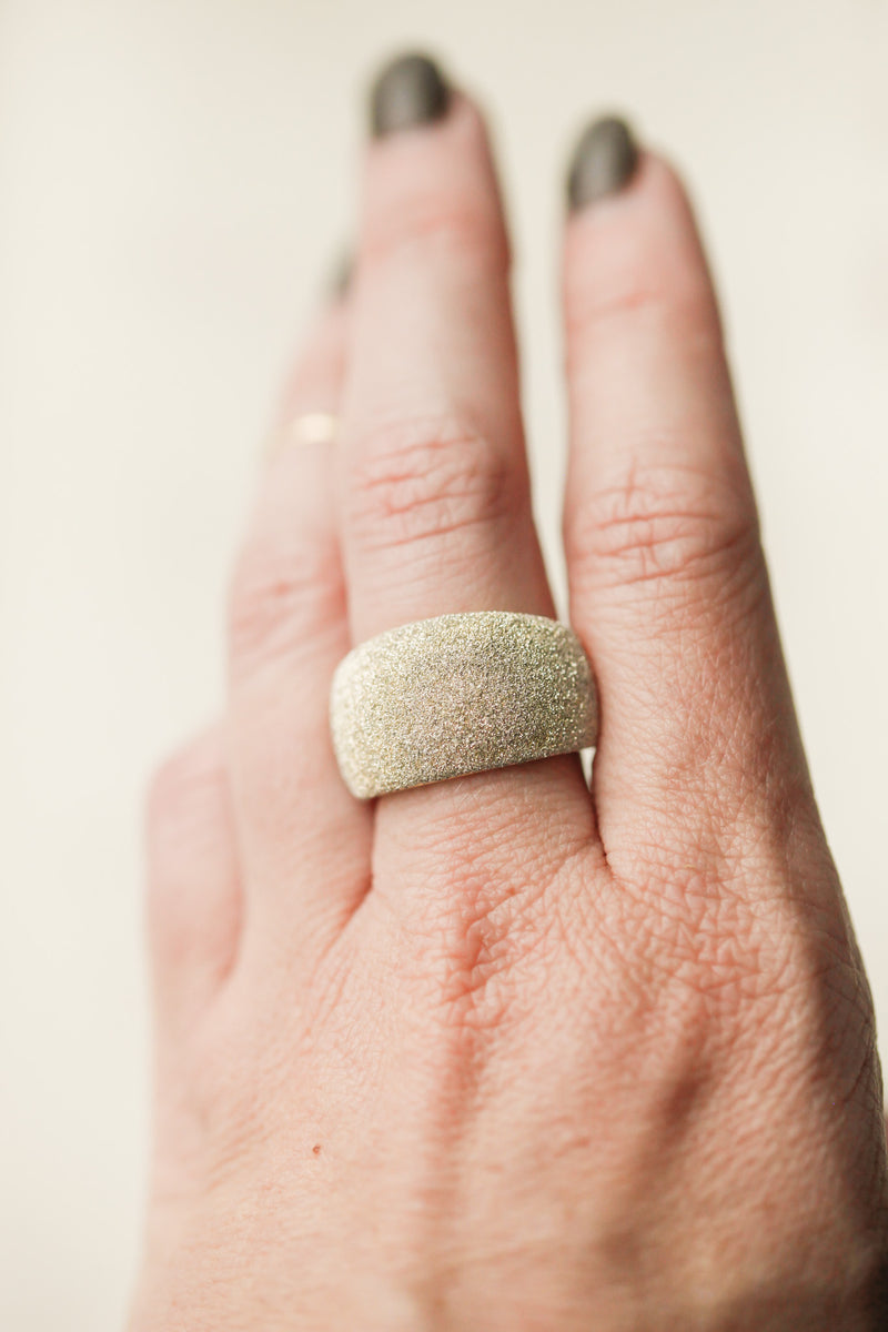 Silver & Gold Diamond Dust Band Unisex Wedding/Engagement Ring,Size 7 | eBay