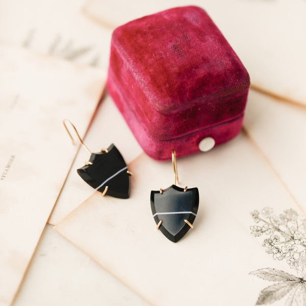 Maisie Agate Shield Earrings