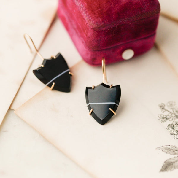 Maisie Agate Shield Earrings