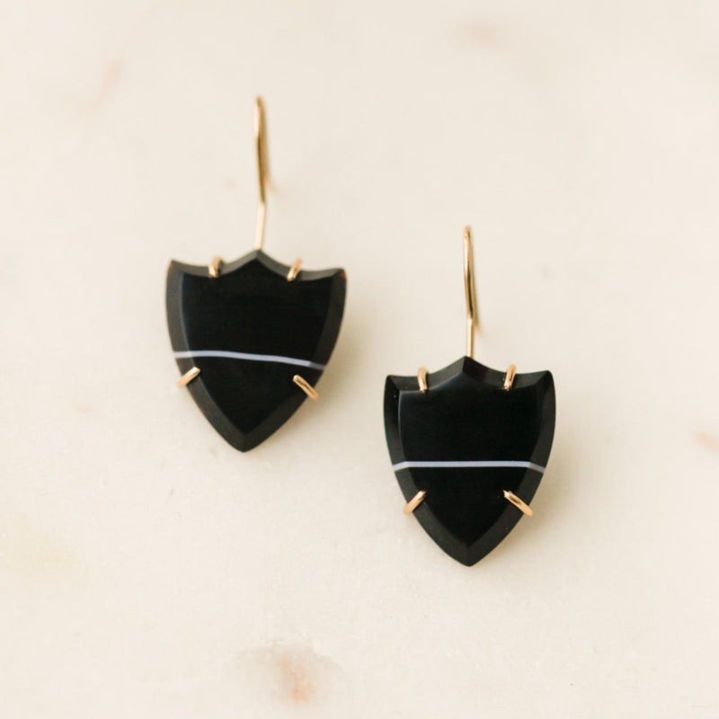 Maisie Agate Shield Earrings