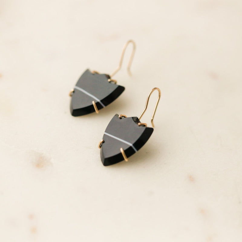 Maisie Agate Shield Earrings
