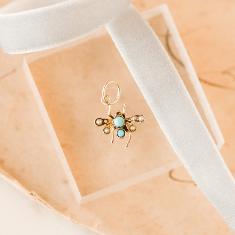Gold + Turquoise Insect Charm