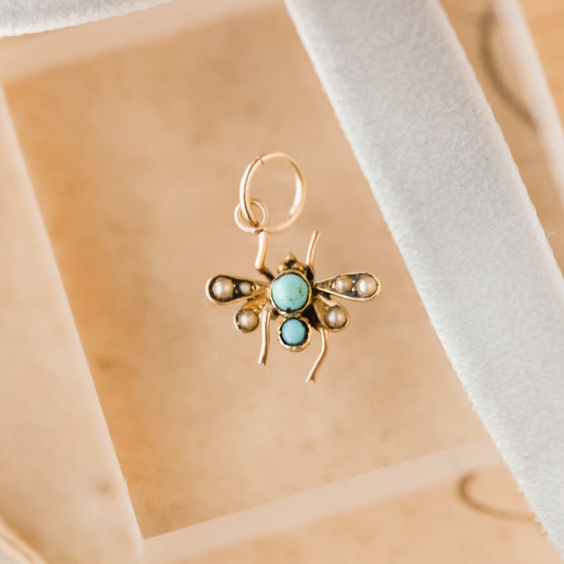 Gold + Turquoise Insect Charm