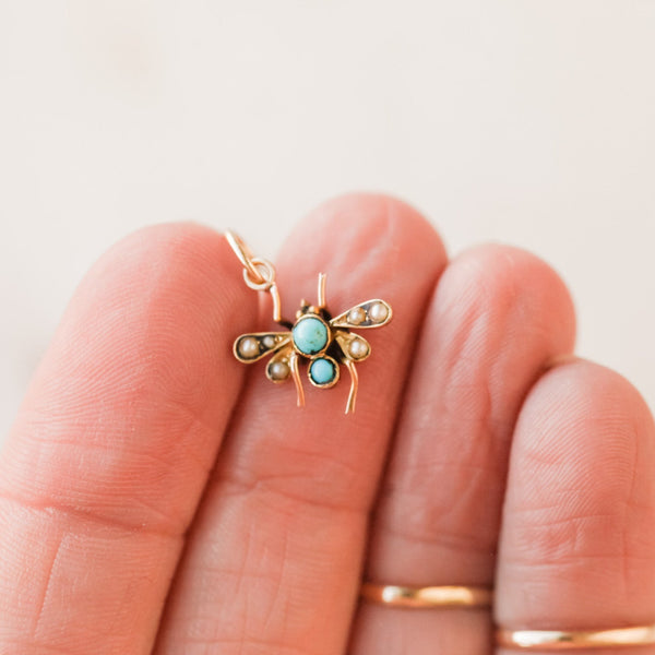 Gold + Turquoise Insect Charm