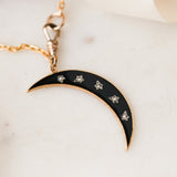 Noire Enameled Pearl Crescent Pendant
