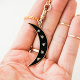 Noire Enameled Pearl Crescent Pendant