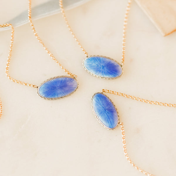 Blue Enameled Pendants