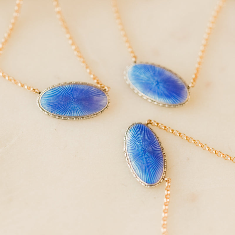 Blue Enameled Pendants