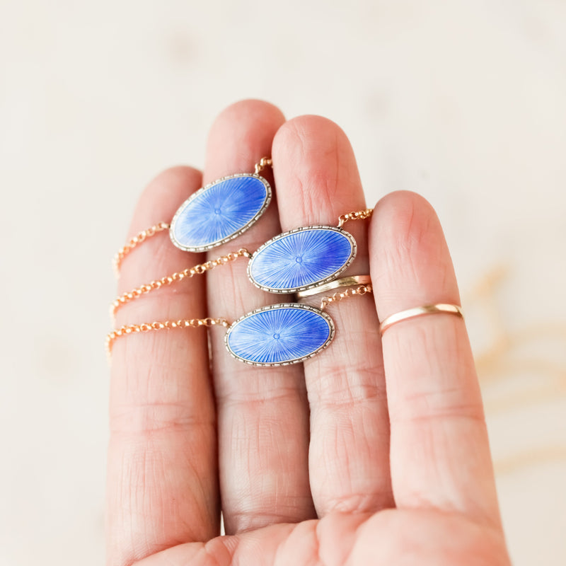 Blue Enameled Pendants