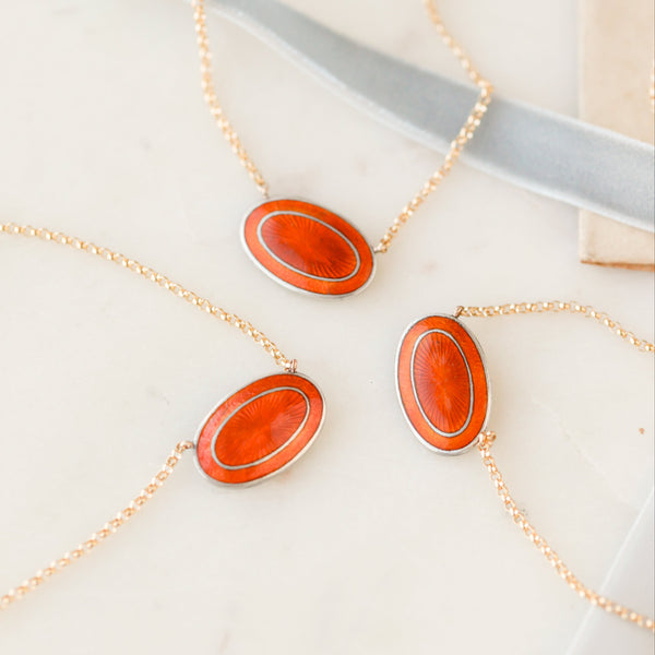 Orange Enameled Pendants