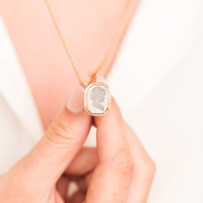 Diana Solid Gold Intaglio Necklace