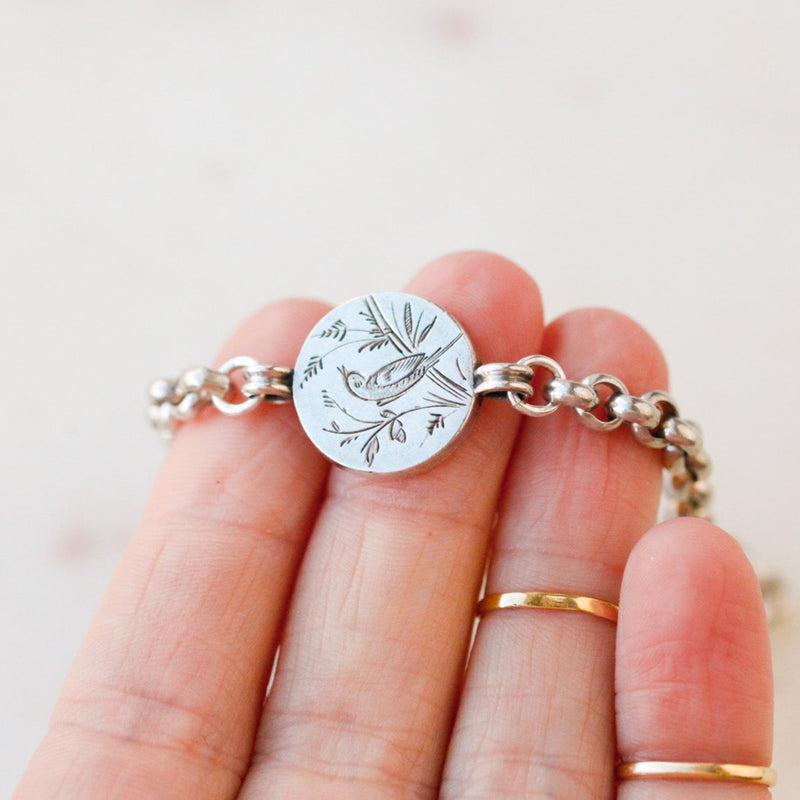 Engraved Bird Bracelet