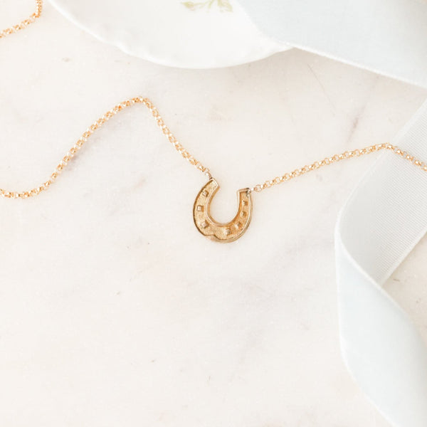 Dainty Lucky 7 Horseshoe Pendant