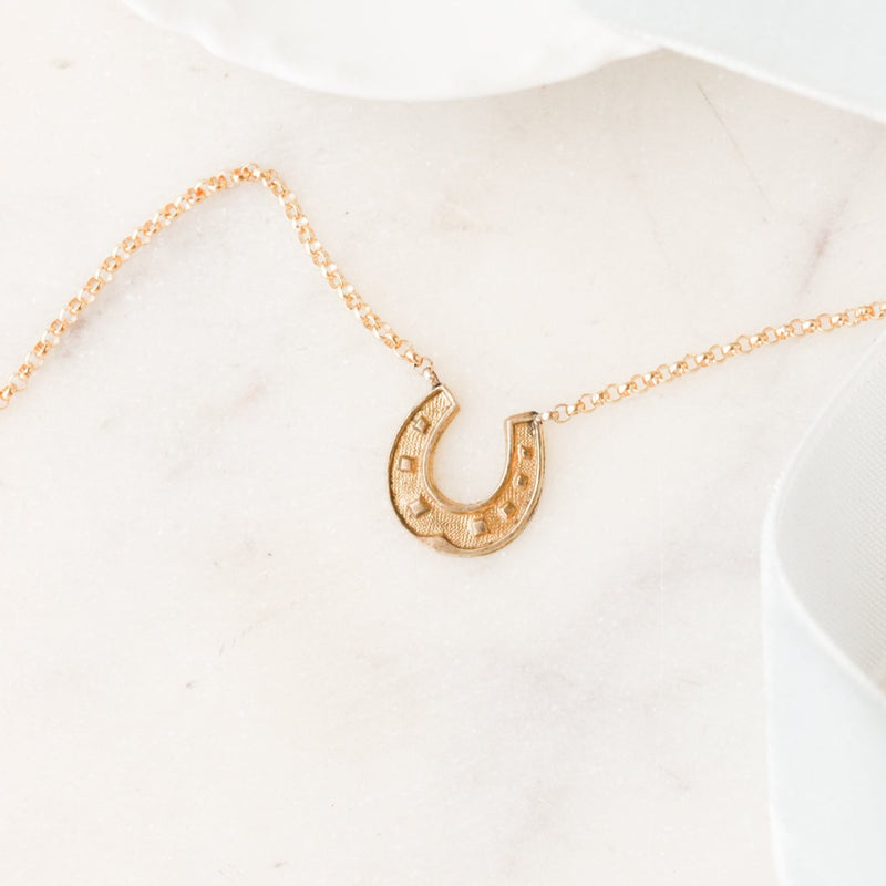 Dainty Lucky 7 Horseshoe Pendant