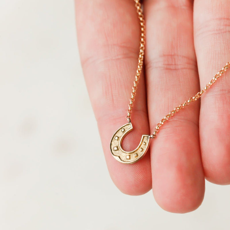 Dainty Lucky 7 Horseshoe Pendant