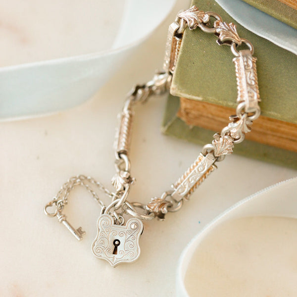 Silver Lover's Lock Bracelet